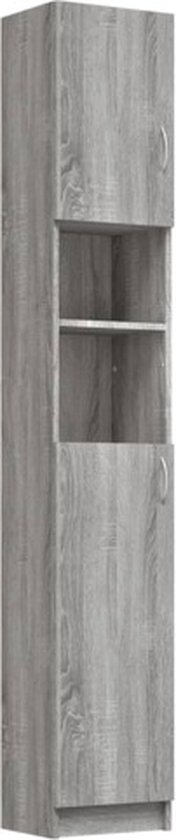 Gecheer Badkamerkast hoge kast met vakken, waskeuken, rek, badkamerkast, badkamermeubel, bruin eiken, 30 x 30 x 95 cm Gecheer Badkamerkast hoge kast met vakken, waskeuken, rek, badkamerkast, badkamermeubel, bruin eiken, 30 x 30 x 95 cm