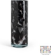 Design Vase Cylindre - Fidrio GRANITO - vase à fleurs en verre soufflé à la bouche - hauteur 30 cm