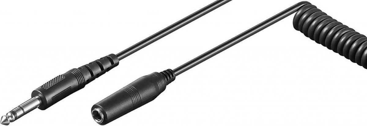 6,35mm Jack stereo audio spiraal verlengkabel - 5 meter