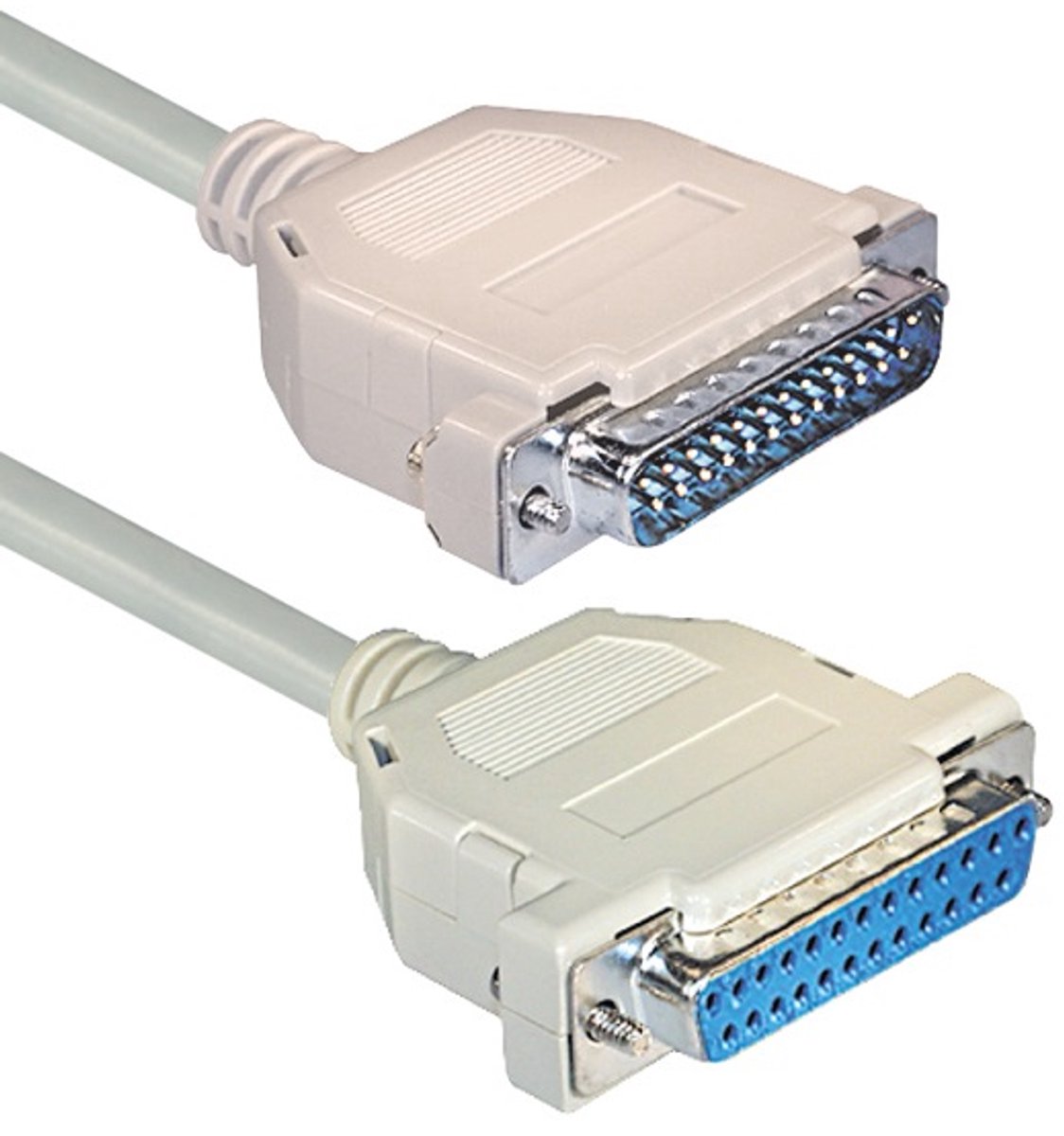 Seriële RS232 null modemkabel 25-pins SUB-D (m) - 25-pins SUB-D (v) - 1,8 meter