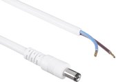 DC plug (m) 5,5 x 2,5mm stroomkabel met open einde - max. 7A / wit - 2 meter
