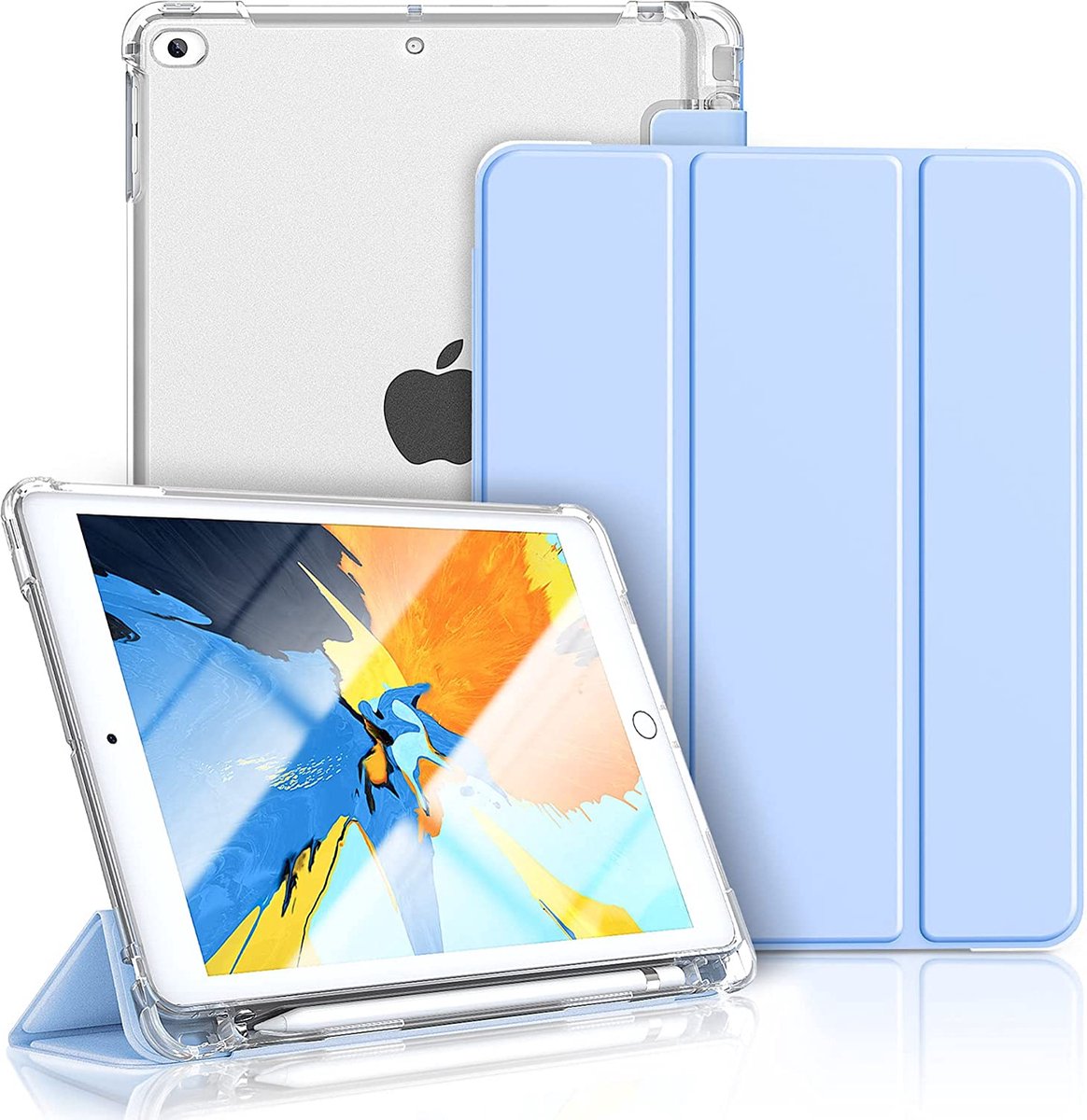 Coque iPad 10.2 - Coque Tri-Fold - Blauw Clair - Compatible avec