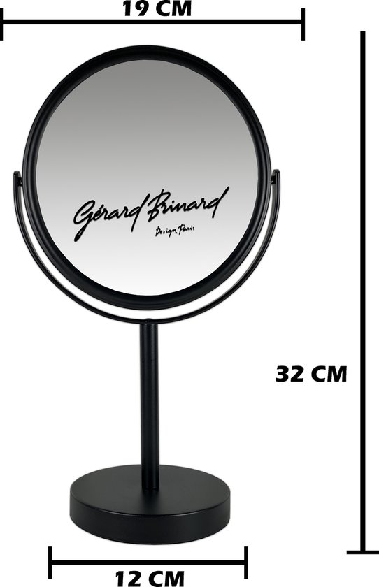 Metalen make-up spiegel mat zwart- 5x vergroting 18cmØ - Gerard Brinard