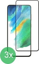 3x Full Cover Screenprotector Geschikt voor: Samsung Galaxy S21 FE - Screen protector - volledige glas - bescherming - beschermglas - ZT Accessoires