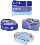 LogFit Sort fitness elastieken - Weerstandsbanden - 3 verschillende krachtniveaus - 3 delige set blauw