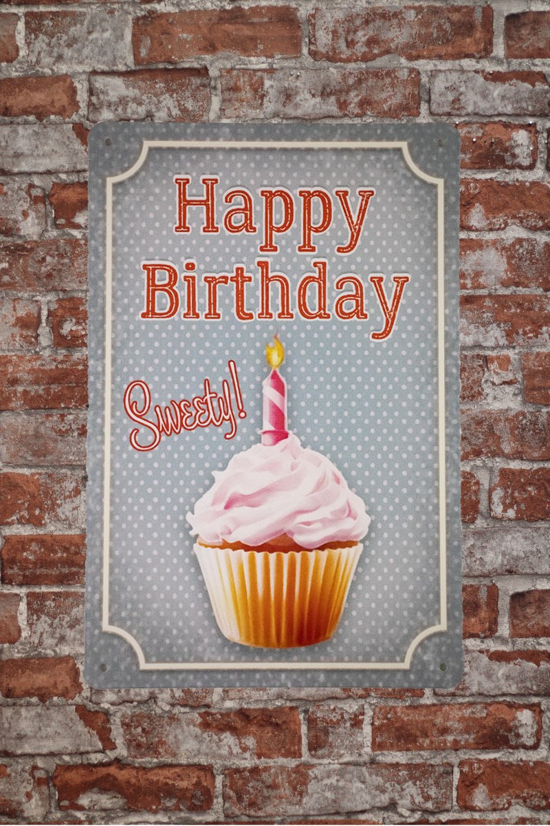 Happy birthday - Wandbord - Metalen bord - Verjaardag - Mancave - Bar decoratie - Metal sign - UV bestendig - Metalen borden - Wandborden - Eco vriendelijk - Decoratie - Cadeau - Cave & Garden
