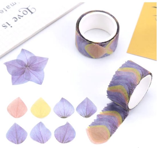 Masking Tape Bloemblaadjes Paars Decoratie Washi Papier Tape 200 Stuks