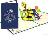 Popcards popupkaarten – Jubileum 25 jaar - Verjaardag 25 jaar Happy Birthday Felicitatie Felicitatie pop-up kaart 3D wenskaart