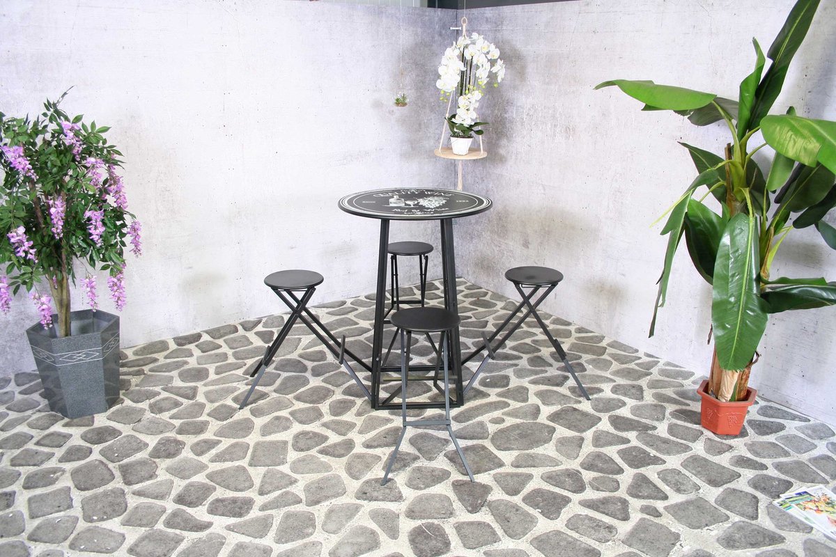 Sens-Line Columbus Ensemble bar pliable 4 personnes - Noir