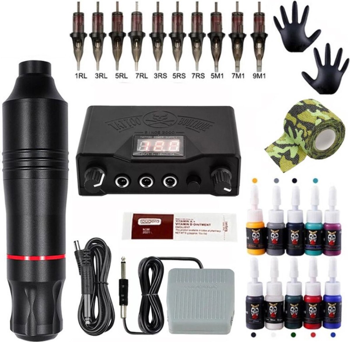 Kit de machine à tatouer Professional Complete Tattoo Machine Pen LCD