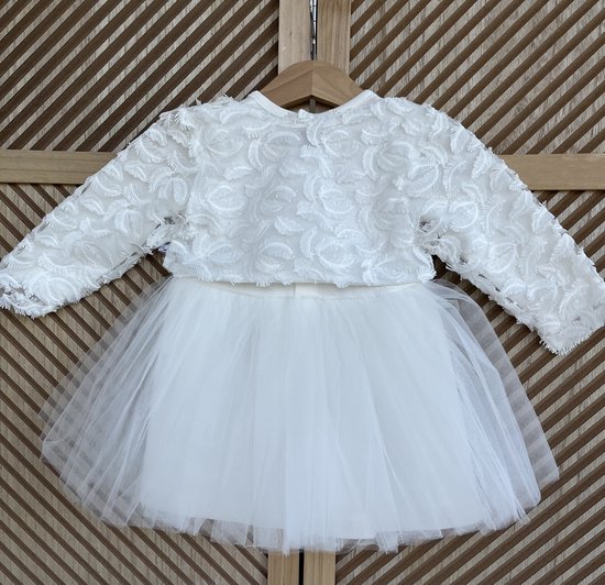 luxe feestjurk-bruidsjurk-doopjurk-doopkleding-tule jurk met jasje-blaadjesmotief-baby... bol.com