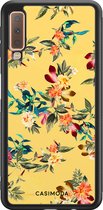 Casimoda® hoesje - Geschikt voor Samsung Galaxy A7 (2018) - Bloemen geel flowers - Zwart TPU Backcover - Bloemen - Geel