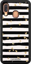 Casimoda® hoesje - Geschikt voor Samsung Galaxy A40 - Hart Streepjes - Zwart TPU Backcover - Gestreept - Zwart