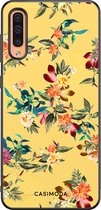 Casimoda® hoesje - Geschikt voor Samsung Galaxy A50 - Bloemen geel flowers - Zwart TPU Backcover - Bloemen - Geel