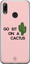 Casimoda® hoesje - Geschikt voor Huawei P Smart (2019) - Go Sit On A Cactus - Siliconen/TPU - Soft Case - Roze - Planten