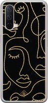 Casimoda® hoesje - Geschikt voor OnePlus Nord CE - Abstract Faces - TPU - Backcover - Zwart - Geometrisch patroon