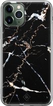 Casimoda® hoesje - Geschikt voor iPhone 11 Pro Max - Marmer Zwart - Siliconen/TPU telefoonhoesje - Backcover - Marmer - Zwart
