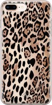 Casimoda® hoesje - Geschikt voor iPhone 8 Plus - Luipaard print bruin - Siliconen/TPU telefoonhoesje - Backcover - Luipaardprint - Bruin/beige