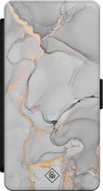 Casimoda® bookcase - Geschikt voor Samsung Galaxy S21 - Hoesje met pasjeshouder - Marmer Grijs - Grijs - Kunstleer