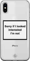 Casimoda® hoesje - Geschikt voor iPhone Xs - Not Interested - Siliconen/TPU telefoonhoesje - Backcover - Transparant - Wit