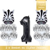 Snoes * Numéro Ballon 1 an Zebra Jungle Thema Ballon Bouquets Set de 15 Zebra Safari Anniversaire Feuille et Ballons en Latex Hooray 1 Year Number Ballon