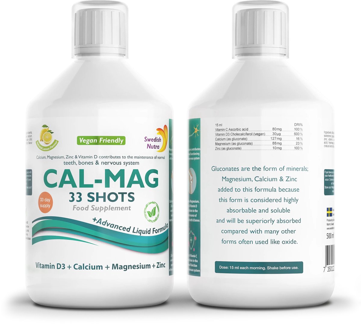 Goedkoopste Swedish Nutra- Magnesium- Calcium - Spieren, Botten, Gewrichten- Skeletfunctie- Tanden- Botten- Zenuwstelsel-Voedingssupplementen- GGO vrij- Gluten vrij- Lactose vrij