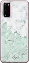 Casimoda® hoesje - Geschikt voor Samsung S20 - Marmer Mint Mix - Backcover - Siliconen/TPU - Roze