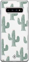 Casimoda® hoesje - Geschikt voor Samsung S10 Plus - Cactus Print - Backcover - Siliconen/TPU - Groen