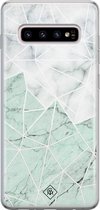 Casimoda® hoesje - Geschikt voor Samsung S10 Plus - Marmer Mint Mix - Backcover - Siliconen/TPU - Mint