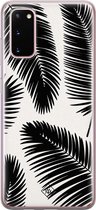 Casimoda® hoesje - Geschikt voor Samsung S20 - Palm Leaves Silhouette - Backcover - Siliconen/TPU - Zwart