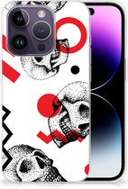 GSM Hoesje Geschikt voor iPhone 14 Pro TPU Bumper Skull Red