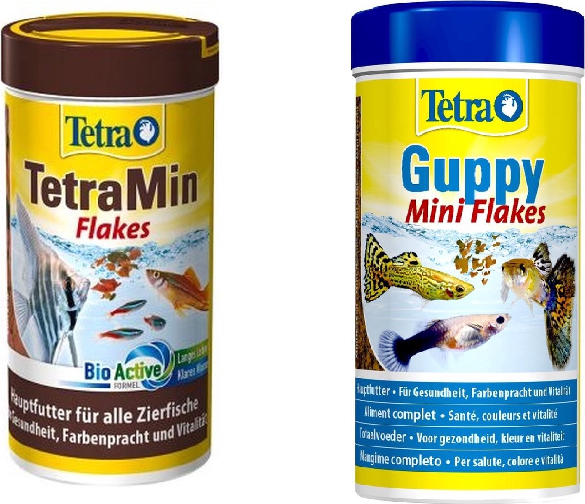 Tetra - Tetramin Flakes Vlokken Visvoer + Guppy Flakes - Visvoer - Vissenvoer - 2x 250ml