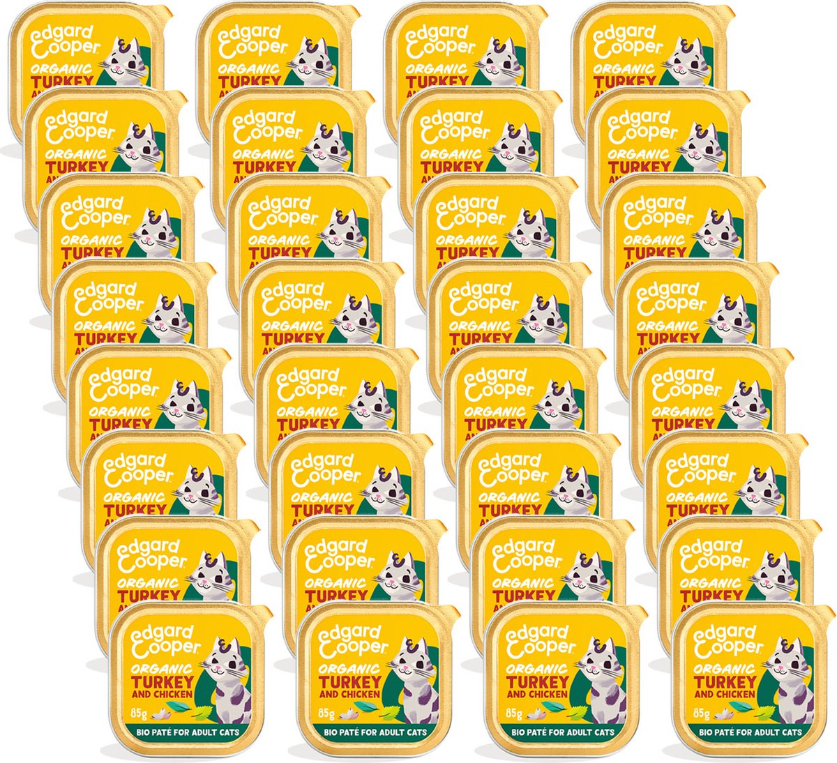 Edgard & Cooper Edgard & Cooper Adult PatÃ© Organic 85 g - Kattenvoer - 32 x Kalkoen