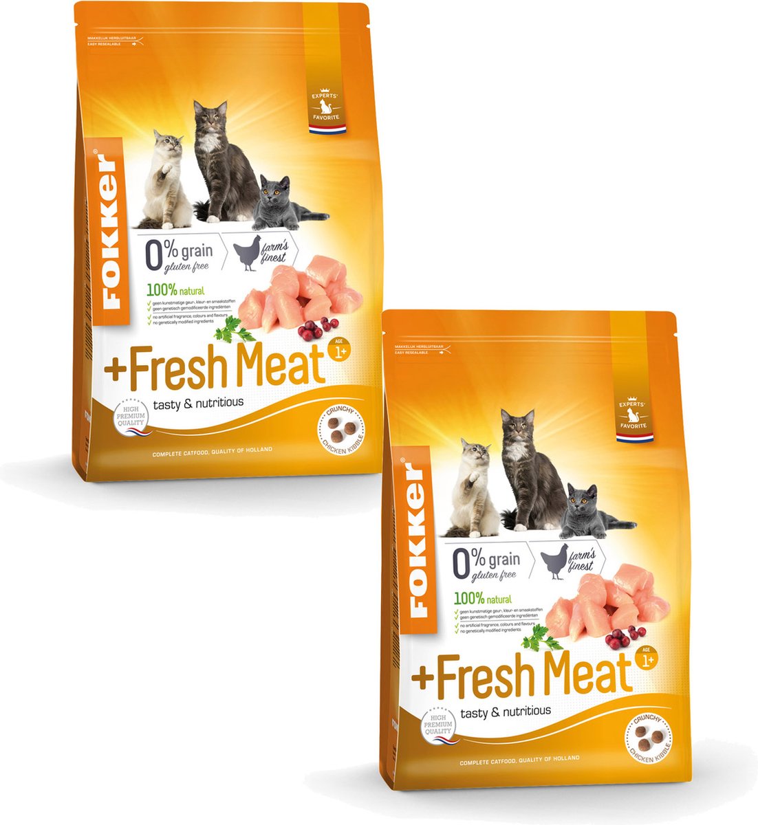 Fokker Fokker Cat Fresh Meat Kip - Kattenvoer - 2 x 2.5 kg
