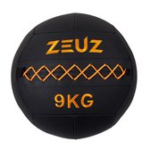 ZEUZ Premium Wall Ball 9kg - Geschikt voor CrossFit & Fitness – PU Foam Vulling & Vinyl – 35 CM Diamter - Oranje