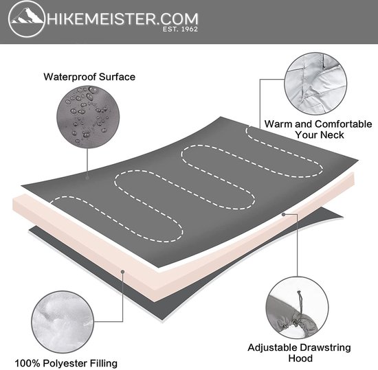 HikeMeister® mummy slaapzak - Kamperen - Antraciet - ca. 220 x 75 cm - Incl. Draagtas van Hikemeister — afbeelding 3