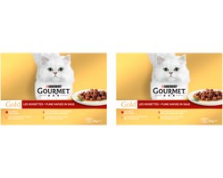 2x Gourmet Gold - Fijne Hapjes Multipack - Kattenvoer - 12x85g