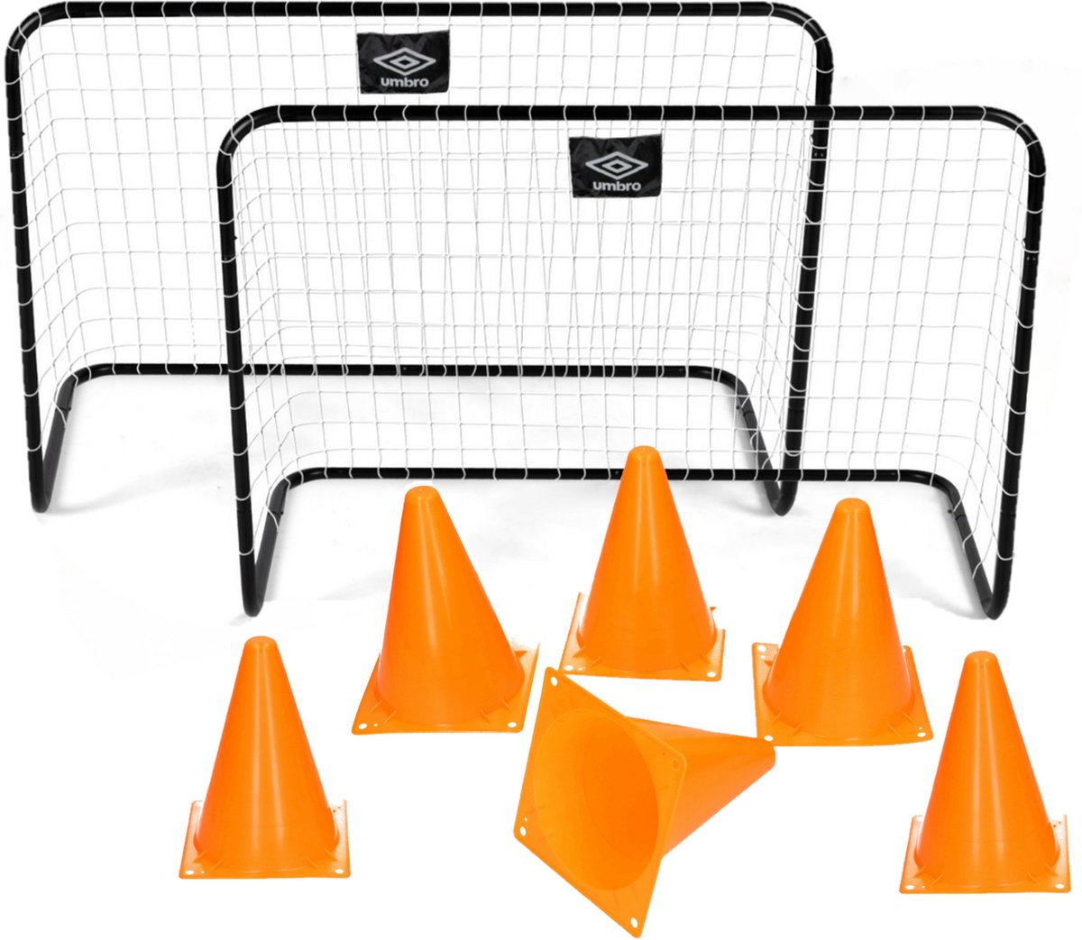 Voetbal speelgoed set - 2x voetbaldoeltjes en 8x pionnen