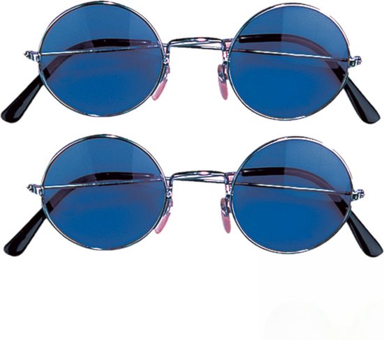 Widmann - Party zonnebrillen - 2x stuks - Hippie Flower Power Sixties -  ronde glazen -... | bol.com