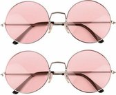 Faram Party - Hippie XL bril - 2 stuks - met grote glazen - roze