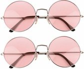 Faram Party - Hippie XL bril - 2 stuks - met grote glazen - roze