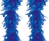 Veren Boa - 2 stuks - Carnaval verkleed accessoire - blauw - 180 cm