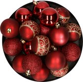 Boules de Noël en plastique 20x pièces rouge mix 6 cm