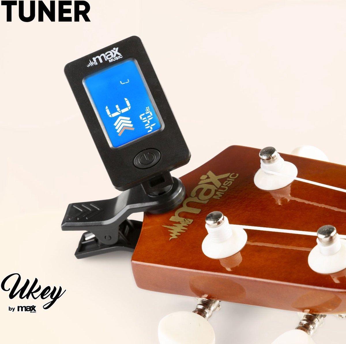 Ukelele set - MAX UKEY - 21 inch Ukulele van hout - Kindergitaar en gitaar voor volwassenen - incl. Ukelele tas, plectrums en stemapparaat - Bruin (hout) thumbnail 2
