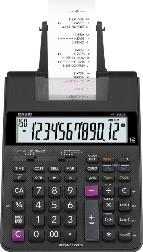 Calculatrice imprimante HR-170RC Casio, noir
