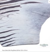 Clarke - Vloerkleed/Dierenvel 'Faux Zebra Skin' - Zwart/wit - 130x155 cm