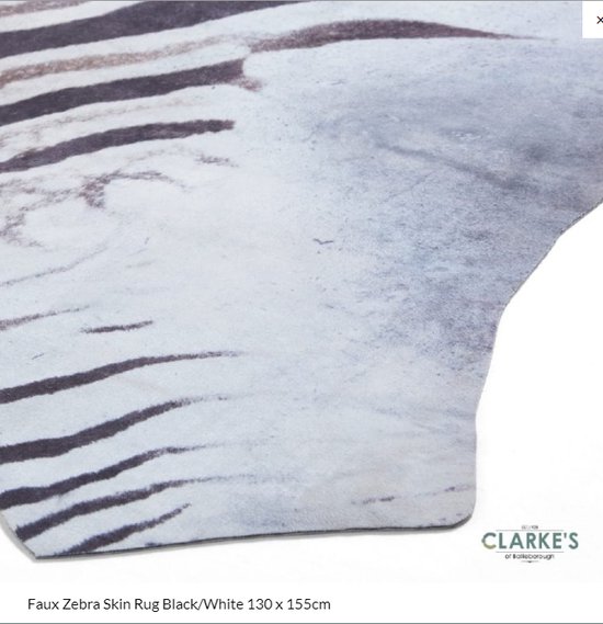 Clarke - Tapis/Peau d'Animal 'Faux Zebra Skin' - Zwart/blanc - 130x155 cm