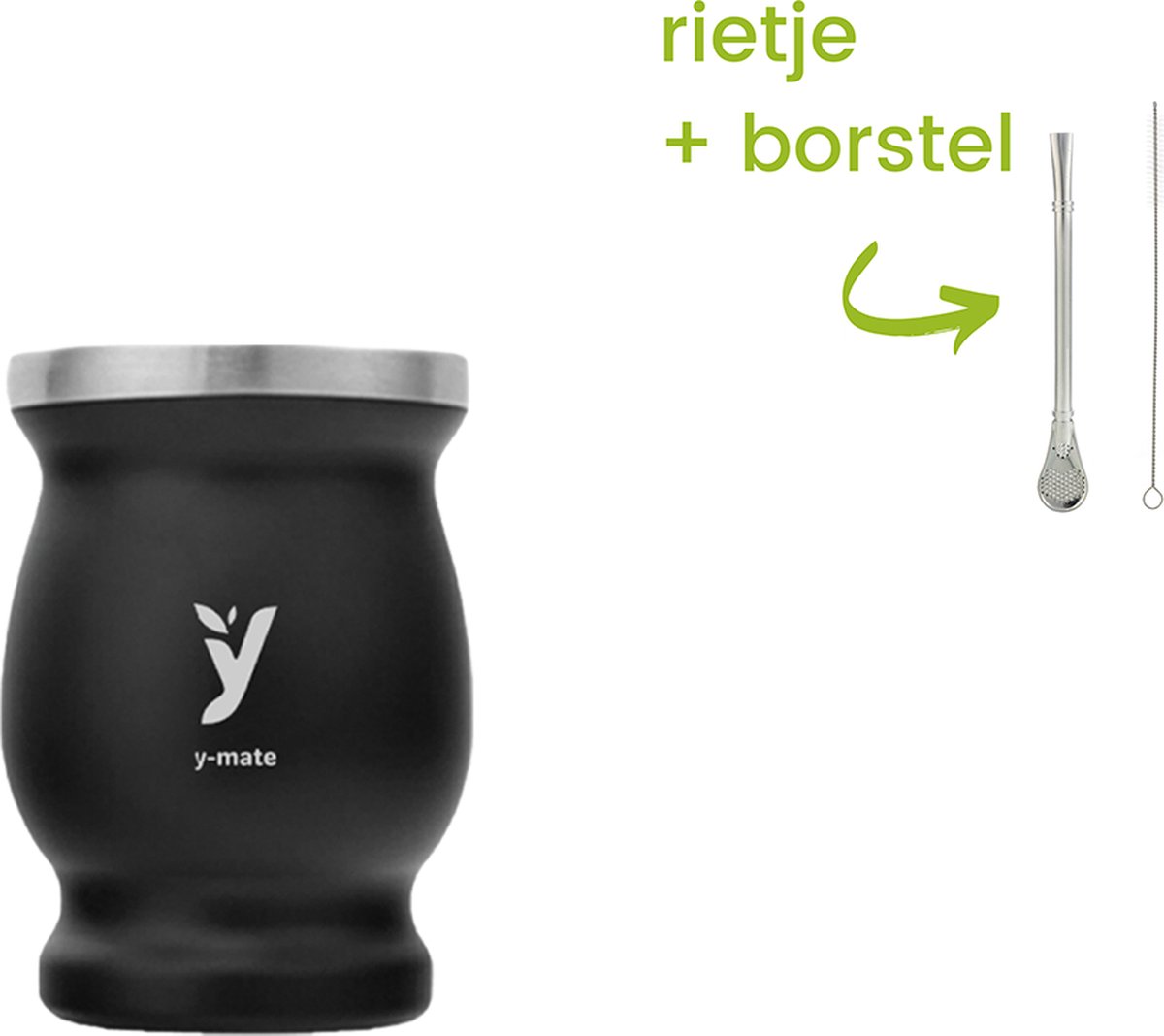 Yerba mate Cup/Kalebas met rietje/bombilla en borstel