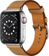 By Qubix Lederen bandje - Licht Bruin - Geschikt voor Apple Watch 42mm - 44mm - 45mm - Ultra - 49mm - Compatible Apple watch bandje - smartwatch