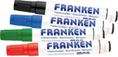 Franken whiteboardstift met magnetische dop, 1-3mm ronde punt, assorti van 4 stuks